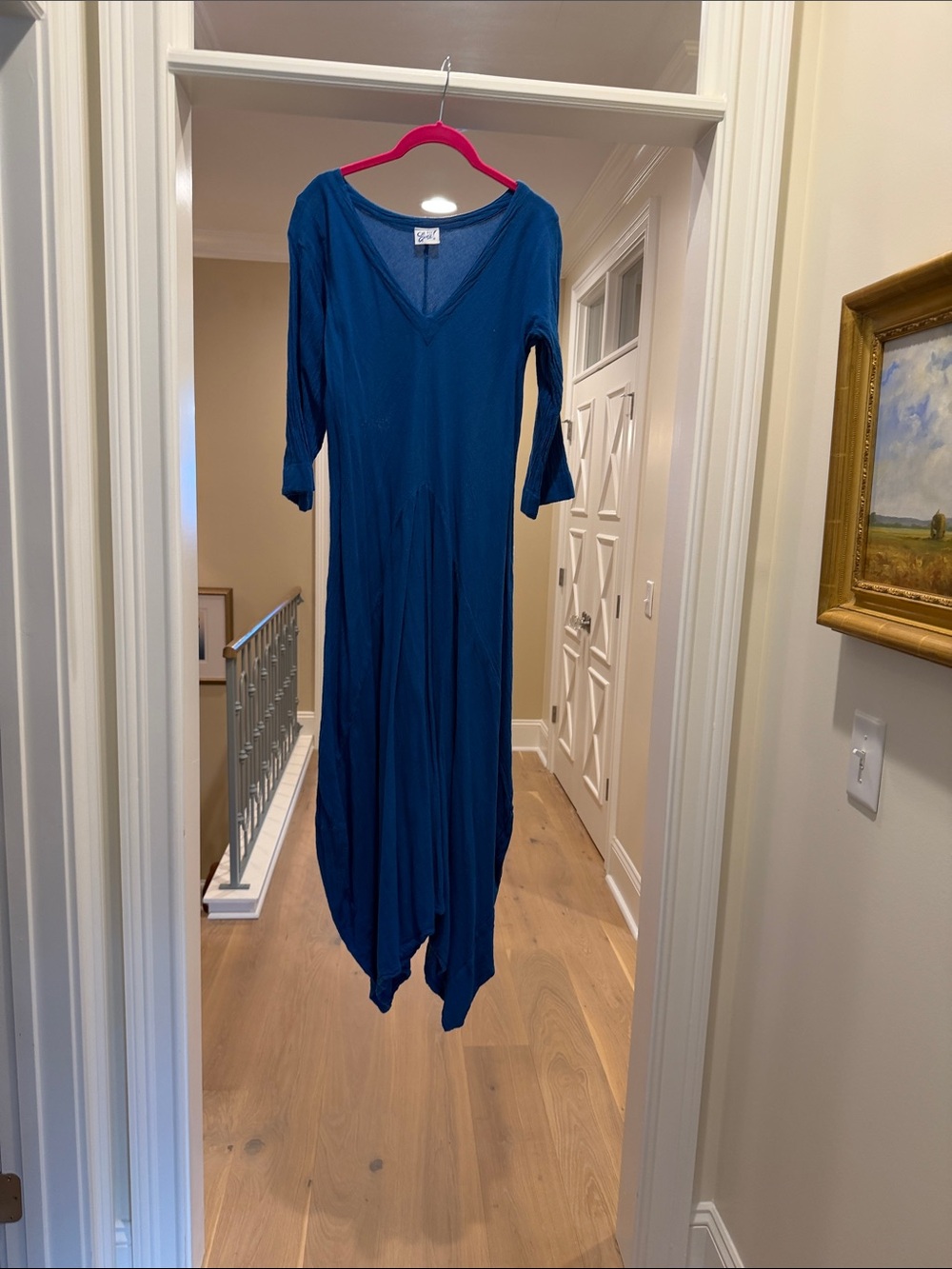 Oh My Gauze Vivid blue V-Neck Maxi Dress(bw)